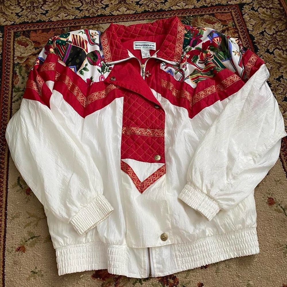 Westbound Funky Patterned Windbreaker Jacket - image 1